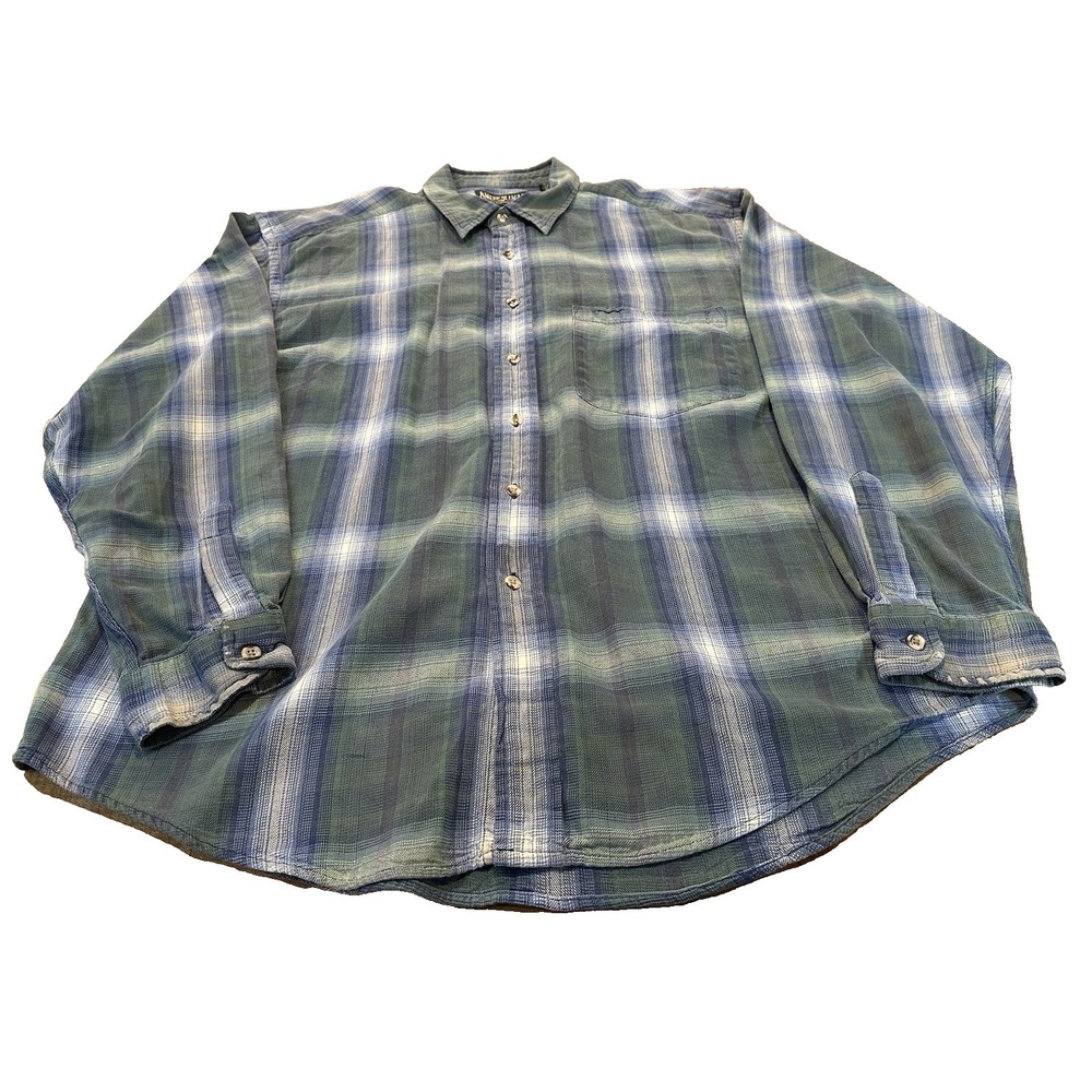 Vintage American Eagle Mens Plaid Flannel Shirt 100% Cotton Made In USA Size XL
